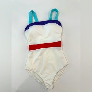 Storets swimsuit, white red and blue. Size small new with tags